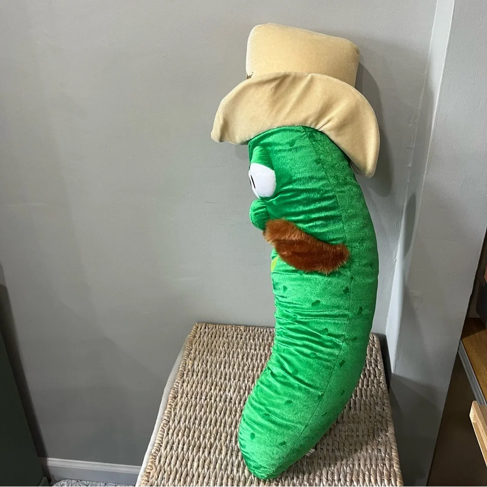 Veggietales Bootleg Large Plush “Sheriff Dill Pickle” Green SixFlags Larry 31”‎